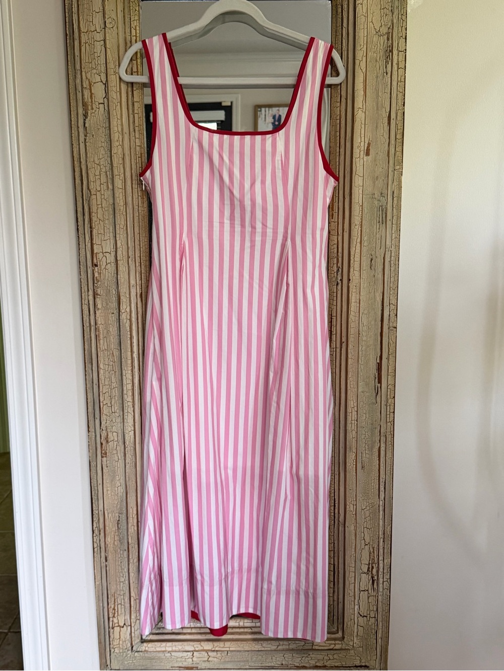 NWOT entro Pink and White Vertical Stripe Top with Red Trim - Picture 5 of 5